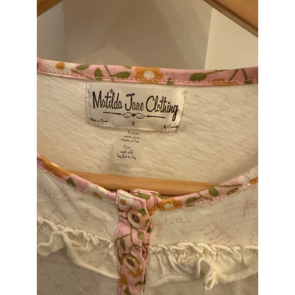 Girls Matilda Jane White Pink Crescendo Poet Music Notes Shirt Blouse Size 8 - Picture 3 of 6